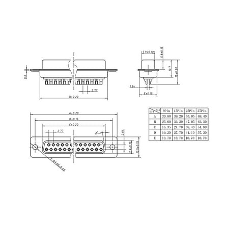 DB15 15 Pin Double Row Mounting Hole Male D-sub Connector 10 Pcs by KPSheng DB15 15 Pin Double Row Mounting Hole Male D-sub Connector 10 Pcs by KPSheng